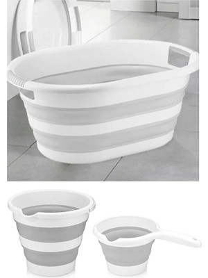 Poomy Katlanabilir Çamaşır Sepeti Kova ve Maşrapa Seti /AKH763