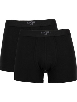 Kiğılı 2'li Düz Modal Karışımlı Pamuklu Boxer Seti