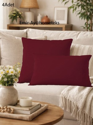 Emir-Ay@hometeks 4 Adet Kırlent Kılıfı ,yastık Kılıfı  ( + 2 Adet 35X50CM Hediye ) Leke Tutmayan Silinebilir Kadife