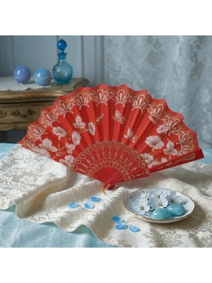 İstoç Parti Plastik Dantelli Kırmızı Yelpaze 1 Adet