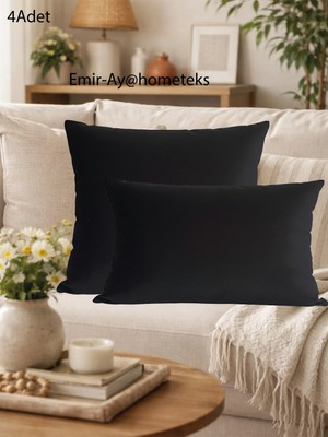 Emir-Ay@hometeks 4 Adet Kırlent Kılıfı ,yastık Kılıfı  ( + 2 Adet 35X50CM Hediye ) Leke Tutmayan Silinebilir Kadife