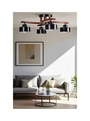 Vivense Weston Dörtlü Ceviz Metal Başlıklı Plofonyer Avize