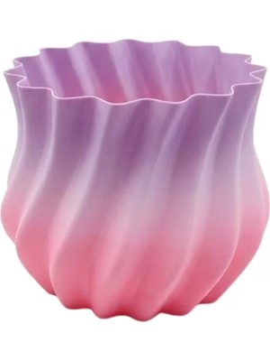 Zenvia Pembe Lila Degrade Kıvrımlı 3D Vazo Estetik Ev Ofis Dekoru