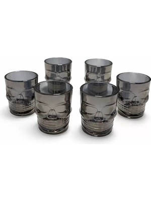 Fta Ticaret 6'lı Kurukafa Siyah Cam Shot Bardağı Seti