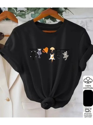 Punix Kids Özel Seri Çılgın Akrobat Kedicikler Baskılı %100 Pamuk Ultra Rahat Kız Çocuk T-Shirt
