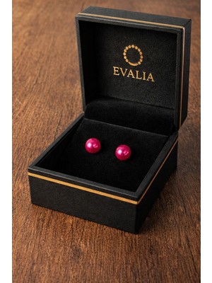Evalia Inci Küpe - Lila Renk Inci Top Çelik Küpe