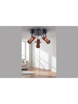 Vivense Pascal Üçlü Tepsili Ceviz Plafonyer Avize