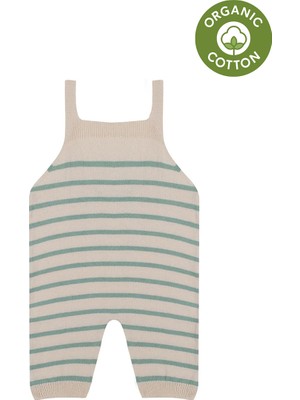 Antebies Bej Yeşil Triko Bebek Salopet