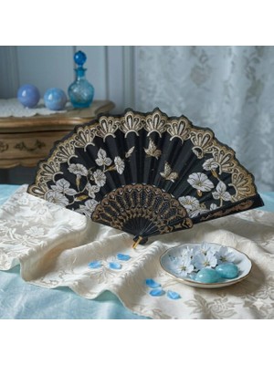 İstoç Parti Plastik Dantelli Siyah Yelpaze 1 Adet