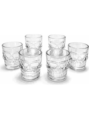 Fta Ticaret 6'lı Kurukafa Şeffaf Cam Shot Bardağı Seti 9x8 cm