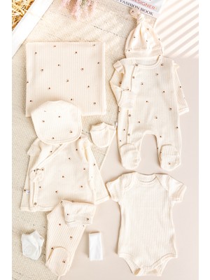 Babymod Çiçek Desenli 100% Pamuk 10'lu Kız Bebek Hastane Çıkışı Seti Yeni Doğan Set