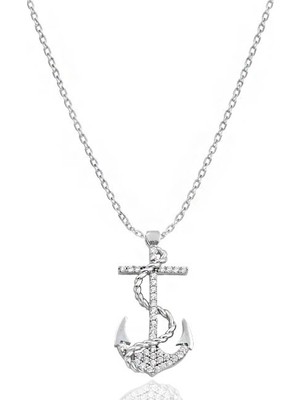 Brezza Lusso Jewelry 925 Ayar Gümüş Sonsuz Deniz Çapa Gümüş Kolye