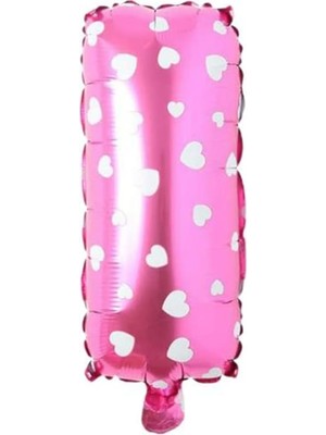 Emdeco I Harfi 16 Inç Pembe Kalpli Renk Folyo Balon 36 cm (Pembe)