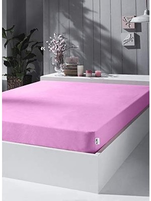 Uray Home Kobe Örme Penye Lastikli Çarşaf, Çift Kişilik, Pembe, %100 Pamuk 130 G/m2