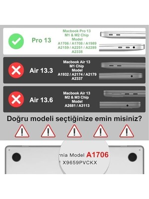 Uray Home Pro 13" 2020-2022 M1-M2 Çip ile Uyumlu Şeffaf Dayanıklı Koruyucu Kılıf, Ultra Ince Kabuk Koruma Sert Kapak A1706 A1708 A1989 A2159 A2251 A2289 A2338