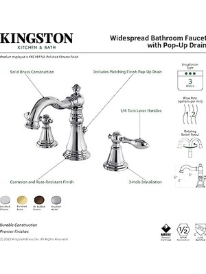 Uray Home FSC1972AL Ingiliz Klasik 20 cm Geniş Lavabo Bataryası Perakende Pop-Up, Cilalı Pirinç, 12,72 cm Ağız Erişimi