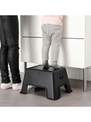Uray Home Çocuk Tabure-Basamak Banyo Siyah Renk Polipropilen Tabure Kaymaz Taban