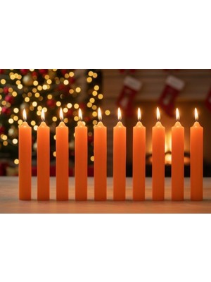Emdeco 10’lu Turuncu Dilek Mumu Seti – Kaliteli ve Pürüzsüz Dış Yapılı, Içten Yanan Fitilli, Silindir Blok Tasarımlı, Dekoratif ve Ritüel Kullanımına Uygun Mumlar