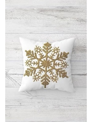 Emdeco Pelangi Kar Tanesi Çift Tarafı Baskılı Gizli Fermuarlı Yastık Kılıfı Kırlent Koltuk Yastık Kılıfı, Beyaz 45 x 45, 24691156245451