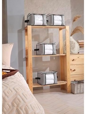 Uray Home 4 Adet Lüks Pencereli Çok Amaçlı Dolap Düzenleyici Hurç Çorap Hurcu 34 x 22 x 22 cm (Siyah)