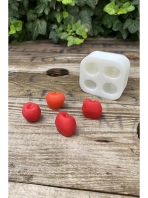 Uray Home Kiraz Dörtlü Mum Kalıbı (Silikon) (2,5 x 2 x 1,8 Cm) (Küçük Süsleme Kalıbı) 1 Adet