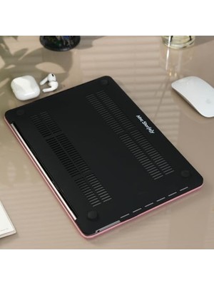 Uray Home Pro 13 Kılıf Simli Parlak Kaplama Sert Hard Tpu Taban Ince Hafif Çizilme Koruma M1-M2 ve Type-C 2016-2022 Uyumlu Açık Pembe