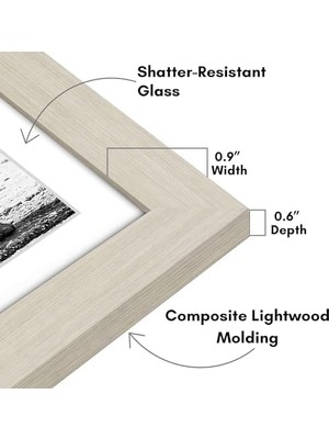 Uray Home 11X11 Resim Çerçevesi Açık Ahşapta - 8x8 Mat ve 11X11 Ekranlar Matsız - Kırılmaz Camlı Kompozit Ahşap - Duvar Için Yatay ve Dikey Biçimler