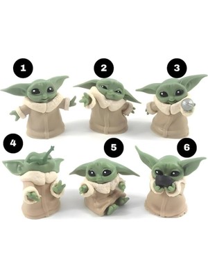 Uray Home 6 Lı Set Sevimli Bebek Yoda Ürün Koleksiyonu Dekoratif Hediyelik Eşya Biblo Masa Süsü