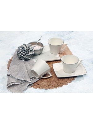 Uray Home Riva Platin 6 Kişilik Çay Fincan Takımı 180CC