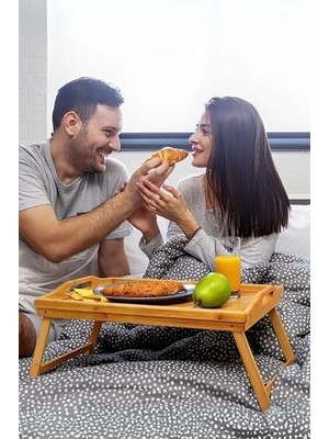 Uray Home Life Katlanır Ayaklı Portatif Bambu Yatak Koltuk Piknik Keyif Tepsisi MIT1142