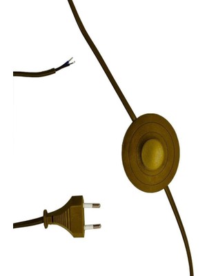 Uray Home Yuvarlak Arapuarlı Fişli Kablo Yeşil 4mt (Lambader Anahtarlı Enerji Kablosu)