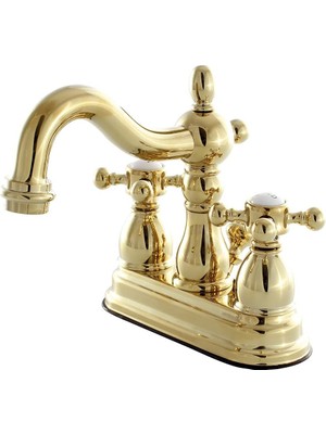 Uray Home KB1602BX 4 "metal Çapraz Saplı Lavabo Bataryası, Parlak Pirinç