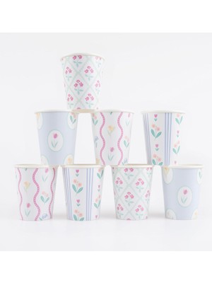 Uray Home - Bloomsbury Çiçek Desenli Bardaklar - 8 Adet