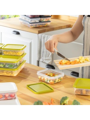 Emdeco 4 Adet Buzdolabı Organizeri – Pp Plastik Şeffaf ve Ayarlanabilir Saklama Kabı, Gıdaları Taze Tutan Fresh Box, Çok Amaçlı,mikrodalga ve Bulaşık Makinesi Uyumlu (Beyaz, 1200 Ml)