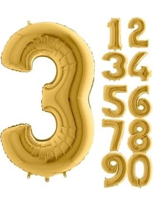 Uray Home 3 Rakam Balon Folyo Altın Sarısı 16 Inç