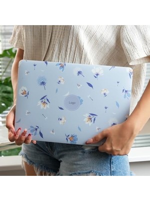 Uray Home Air M1 Kılıf 13 Inç Uyumlu Çiçek Desenli Lazer Baskılı Sert Kılıf Kapak Touchıd M1 Air A2337 A2179 A1932 Açık Mavi