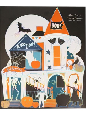 Uray Home - Shaped Halloween Coloring Placemats - Bayramı Karakterli Boyanabilir Amerikan Servis