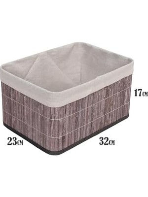 Uray Home Bambu Çok Amaçlı Saklama Kutusu Düzenleyici Derin Boy Organizer, Dekoratif Bambu Düzenleyici Gri (32X23X17CM)