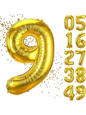 Uray Home Xesha 9 Yaş Doğum Günü Rakamlı Balon Yaş Günü Renk Uçan Balon 102 cm Doğum Günü ve Parti Dekorasyonu Büyük Boy Folyo Balon 40 Inç - 102 cm Doğum Günü Dekorasyonu Balon Yaş Sayı Helyum Balon 9 Rakamı