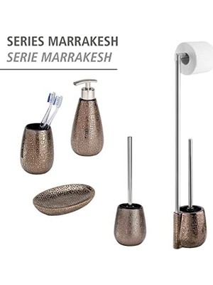 Uray Home Marrakesh Klozet Takımı, Tuvalet Fırçası Tutucu, Seramik, Ø 12,5 x 41 Cm, Kahverengi