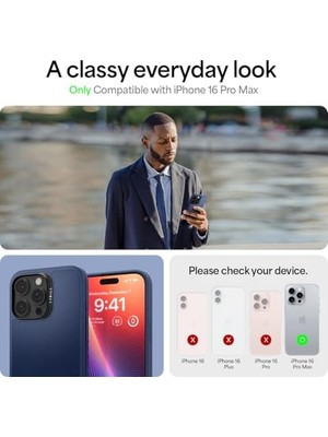Uray Home Ciel By 16 Pro Max ile Uyumlu Magsafe Kılıf Kajuk Mag Hava Kanalı TEKNOLOJISI™ Askeri Sınıf Koruma Navy Vegan Deri Kapak - ACS08399