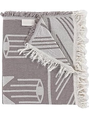 Uray Home Tekstıl Lüks 100% Pamuk Koltuk Şalı Tv Battaniyesi, Geniş 130X170 cm Yüksek Kaliteli Pamuklu Kumaş Dekoratif Koltuk Atma Şal Battaniyeleri (Gri)