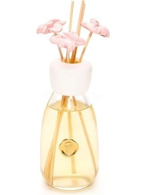 Uray Home Missi 230 ml Pembe Seramik Çiçek Taş Çubuklu Rose-Pudra Oda Kokusu