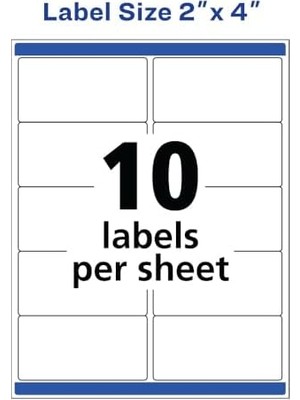 Uray Home Sure Feed & Trueblock 2" x 4", 100 Beyaz Lazer Etiketli Su Geçirmez Kargo Etiketleri (15513)