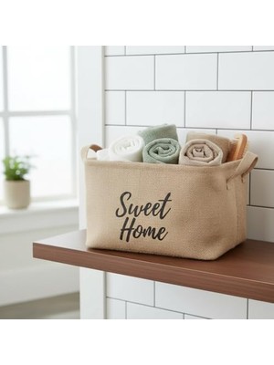 Emdeco " " Dikdörtgen Jüt Düzenleyici Sepet (24X17X14 Cm) – Krem Renk Katlanabilir Kumaş Kulplu Organizer | Ev, Mutfak, Banyo, Çocuk Odası ve Ofis Için Çok Amaçlı Saklama Kutusu