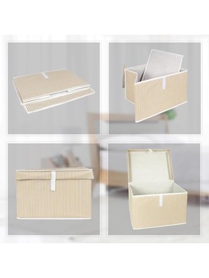 Uray Home Çok Amaçlı Kapaklı Sandık Tipi Hurç Organizer – Büyük Boy Saklama Kutusu – Dolap Içi, Yatak Altı ve Altı Için Sert ve Dayanıklı Depolama Çözümü – Katlanabilir (Krem, 40X30X26 Cm)