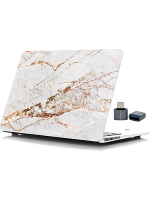 Uray Home Air 13INÇ M1 Kılıf Uyumlu Tpu Sert Kapak Koruyucu Çizilme ve Darbelere Karşı Lazer Baskılı Mermer Desenli Touchıd M1 Air A2337 A2179 A1932 Sarı