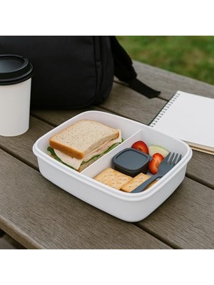 MiraLive Store Vakumlu Lunchbox Yemek Kabı – Sızdırmaz, Taşınabilir ve Sağlıklı Saklama Kutusu | Çatal Kaşık Bölmeli | Gıda Dostu (Gri)
