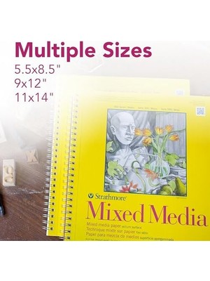 MiraLive 300 Serisi Karışık Ortam Kağıt Pedi, Yan Tel Ciltli, 11X14 Inç, 40 Yaprak (117 LB/190 G) - Yetişkinler ve Öğrenciler Için Sanatçı Kağıdı -, Guaj, Grafit, Mürekkep, Kalem, Marker