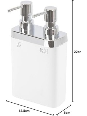 Emdeco 2'li Sıvı Sabunluk, ‎6 x 12.5 x 22 Cm, Beyaz (M-E11-01)
